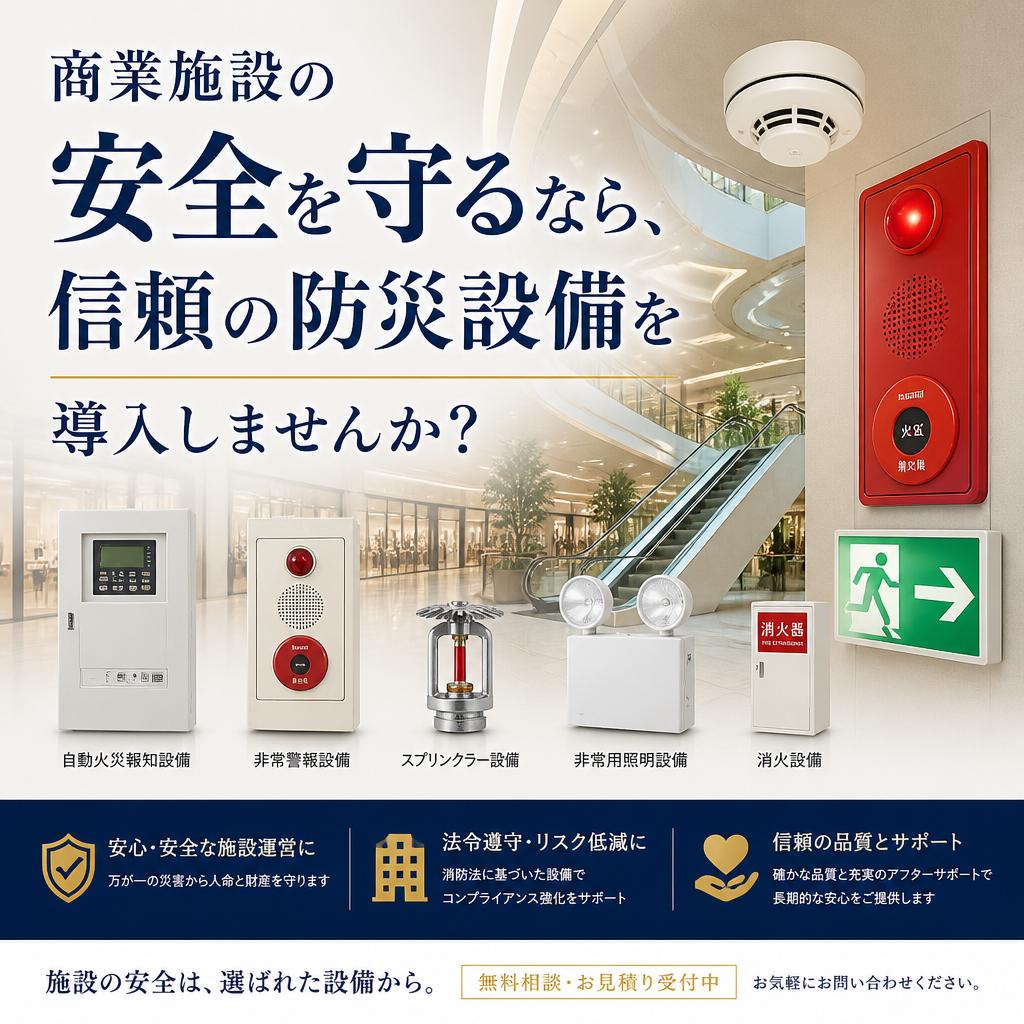 商業施設の安全を守るなら、信頼の防災設備を導入しませんか？